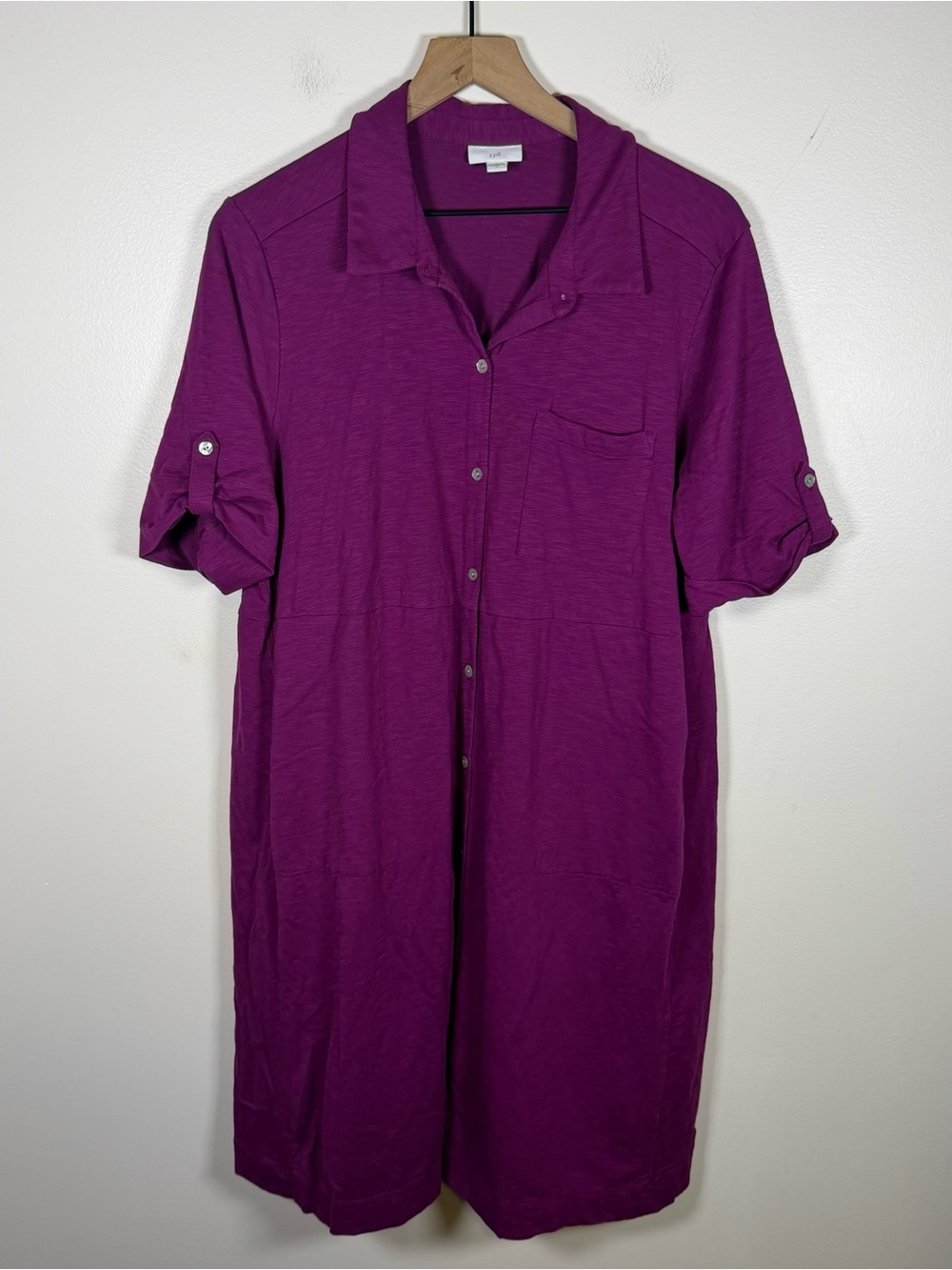 J. Jill Shirt Dress Jersey Stretch Size XL Purple Collared Casual Office Career